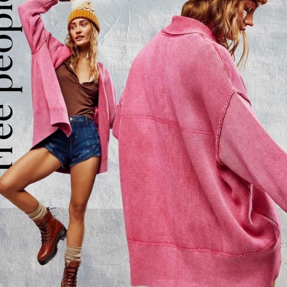 Free People Pink Cardigan Sweater